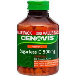 Cenovis Vitamin C 500mg Sugarless 300 Chewable Tablets