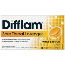 Difflam Honey Lemon Sugar Free 16 Lozenges