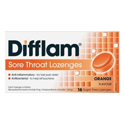 Difflam Orange Sugar Free 16 Lozenges