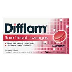Difflam Raspberry Sugar Fee 16 Lozenges