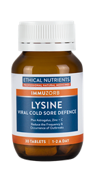 Ethical Nutrients Lysine Viral Cold Sore Defence 30 Tablets