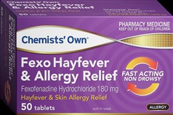 Chemists Own Fexo 180mg 50 Tablets