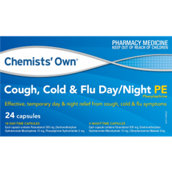 Chemists Own Cough Cold  Flu DayNight PE 24 Capsules