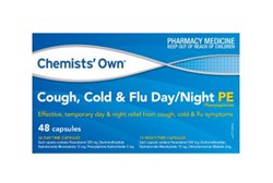 Chemists Own Cough Cold  Flu Relief PE 48 Capsules