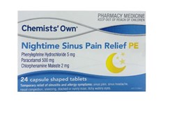 CHEMIST OWN CO NIGHTIME SINUS PAIN RLF PE TAB 24