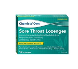 CHEMIST OWN CO STHROAT LOZ EUCMENTH 16