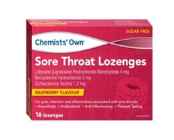 CHEMIST OWN CO STHROAT LOZ 16 RASPBERRY